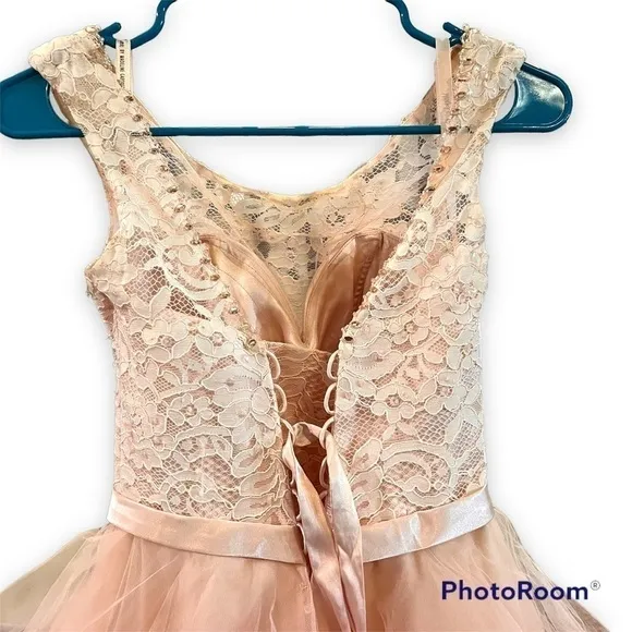 🌐 Madeline Gardner Mori Lee US 4 Blush tulle formal dress