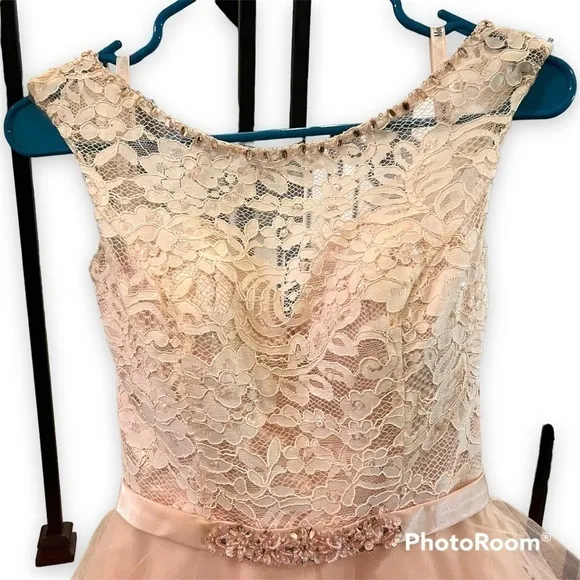 🌐 Madeline Gardner Mori Lee US 4 Blush tulle formal dress