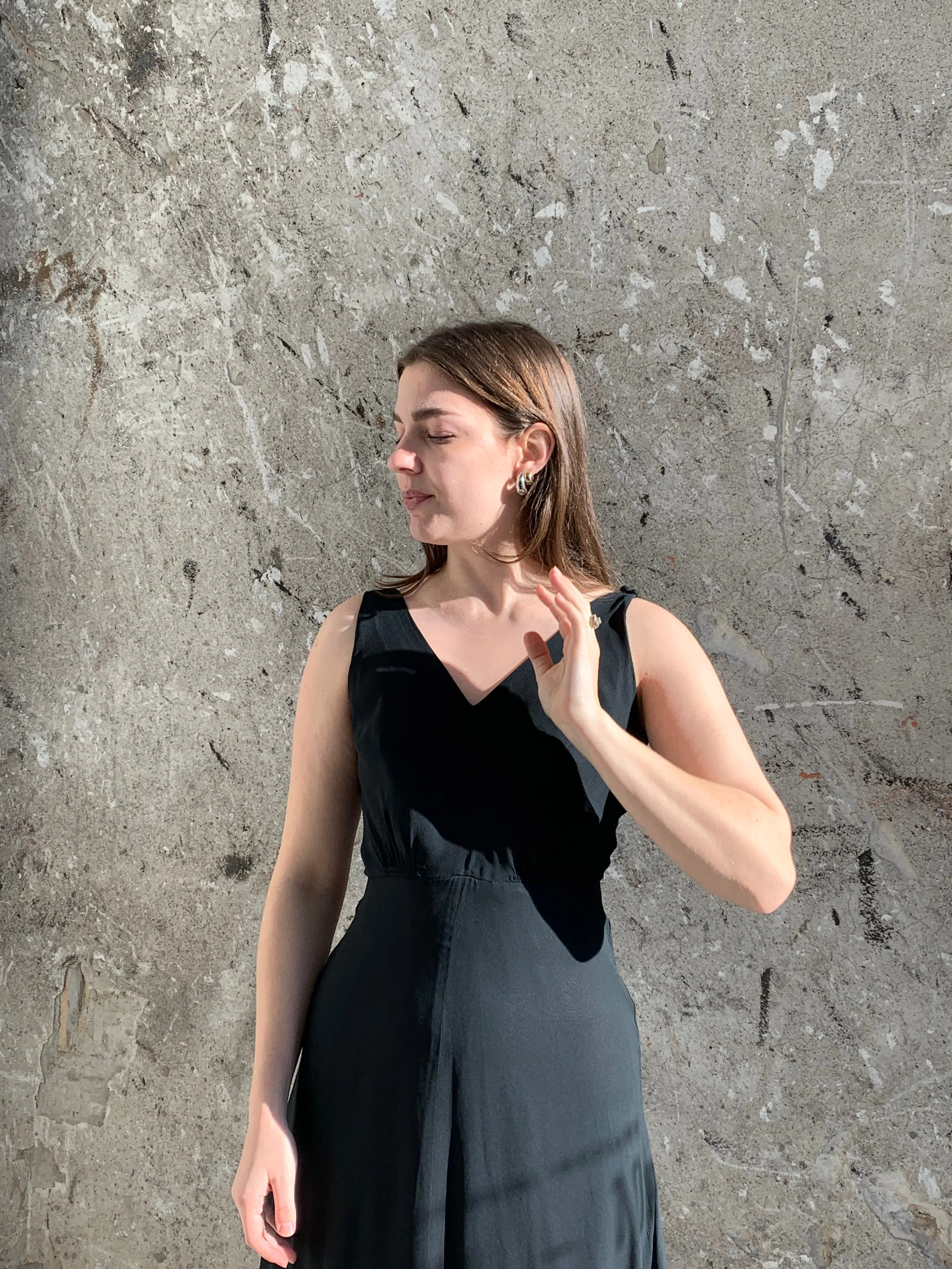 1930s black silk dress