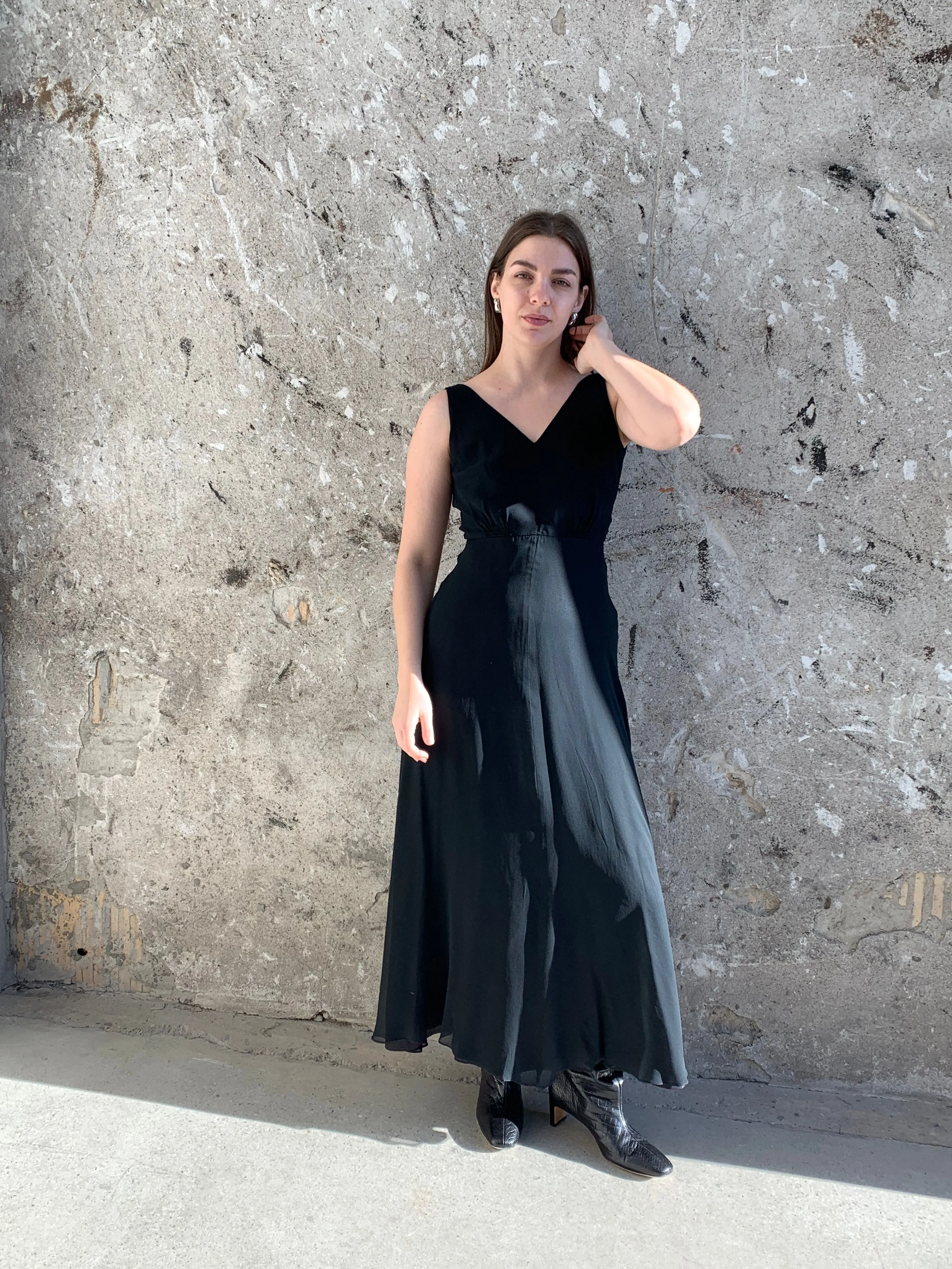 1930s black silk dress