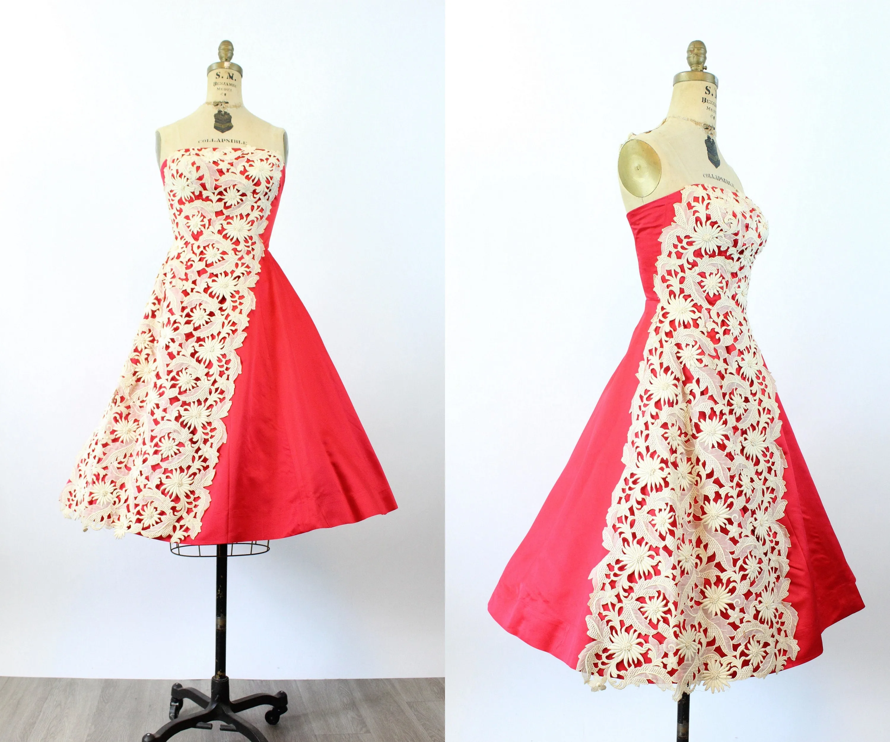 1950s BETTY HIGGINS honolulu strapless lace dress xs | new fall