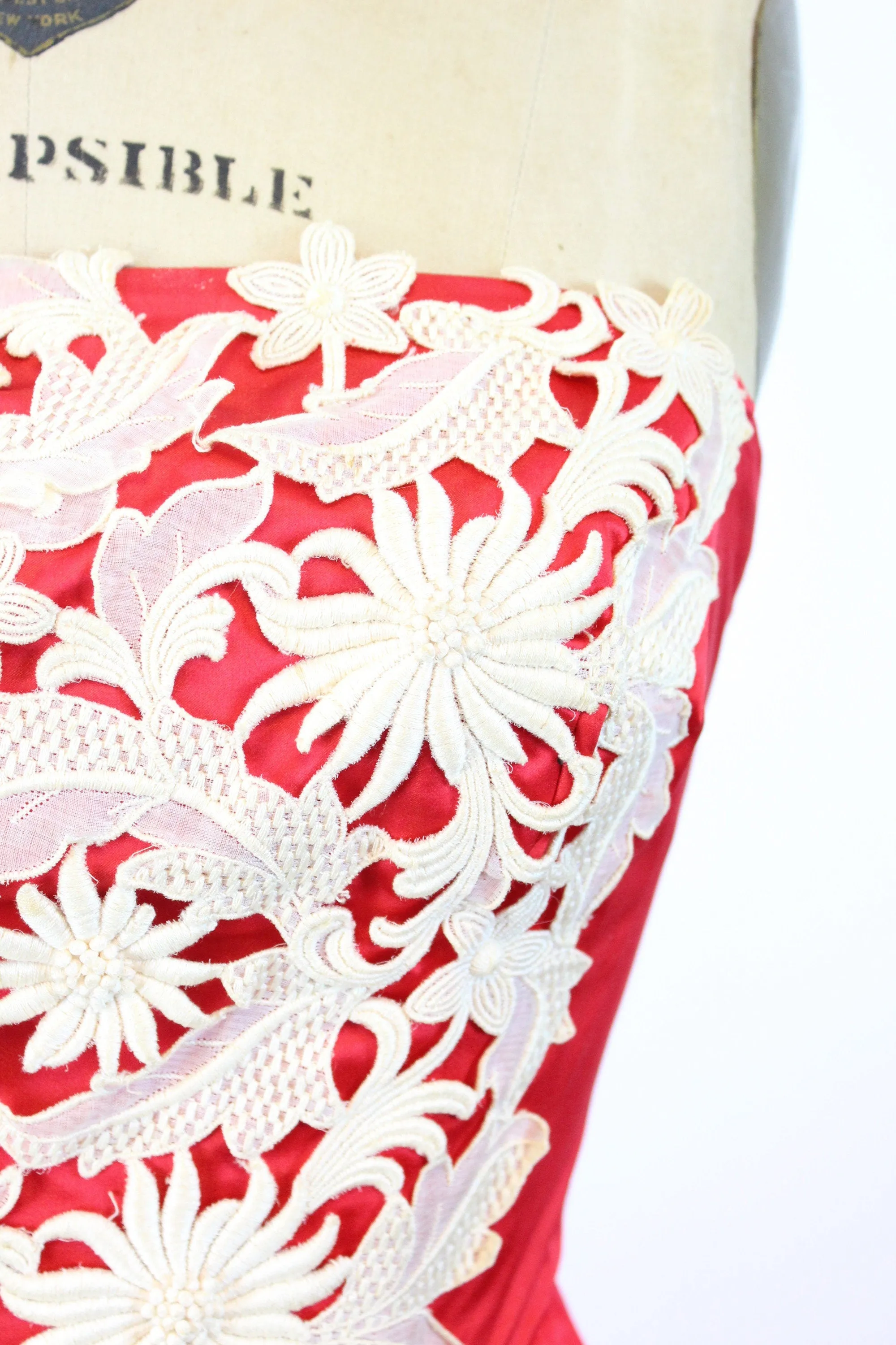 1950s BETTY HIGGINS honolulu strapless lace dress xs | new fall