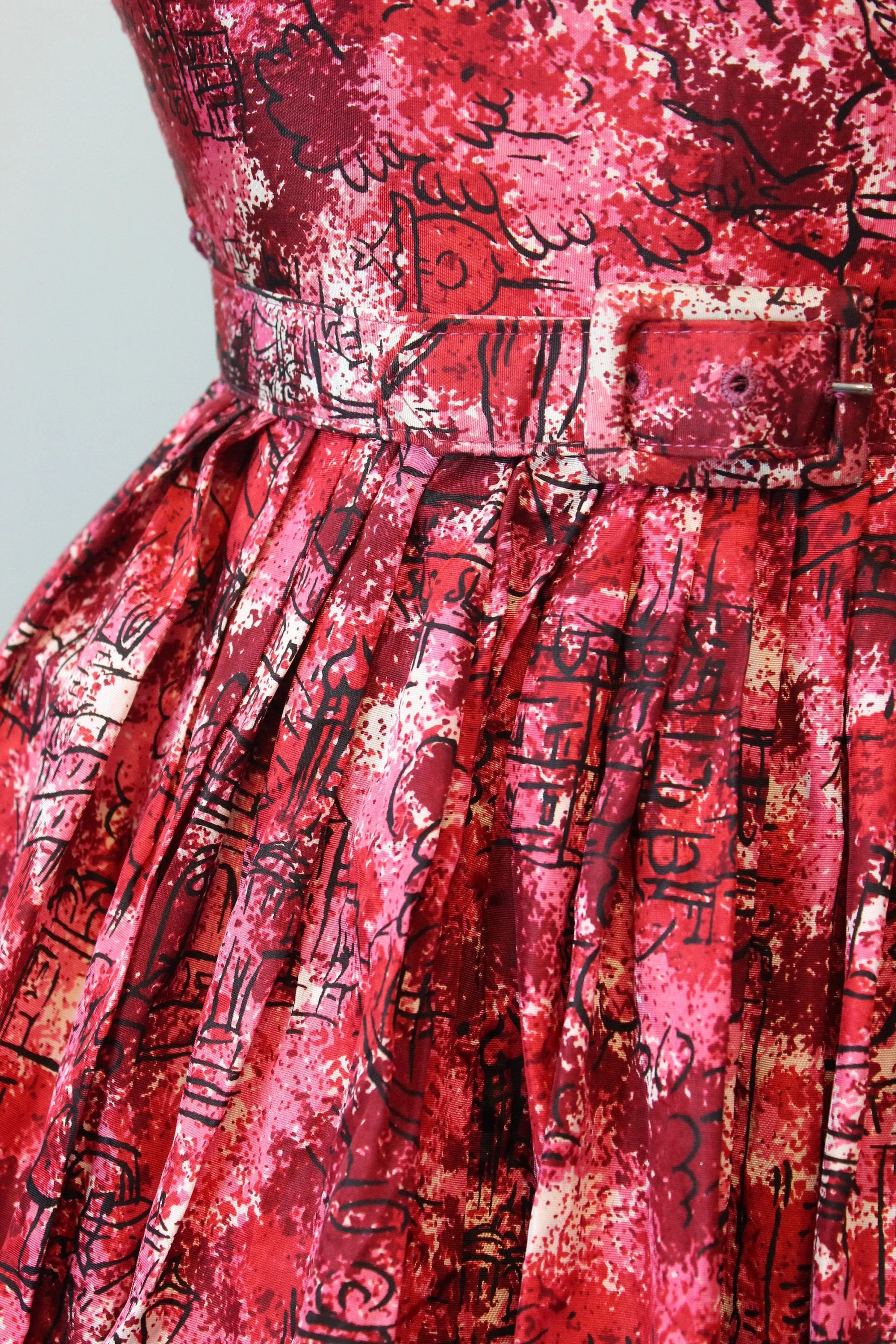 1950s JONATHAN LOGAN novelty CITYSCAPE print dress xs  | new fall