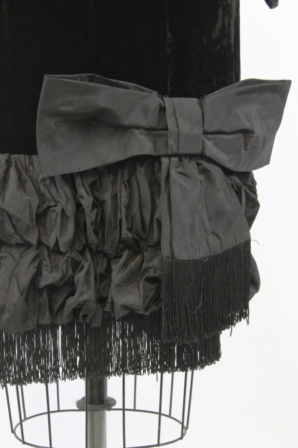 1950s Lilli Diamond velvet fringe wiggle dress small | new fall