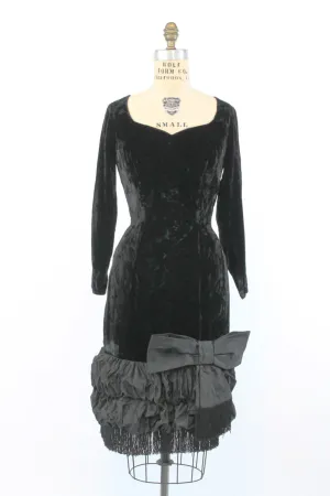 1950s Lilli Diamond velvet fringe wiggle dress small | new fall