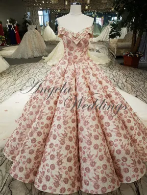 2018 Blush Pink Strapless Ball Gown Evening Dresses with Appliques