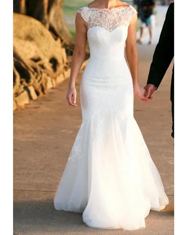 2019 Lace Country Wedding Dresses Mermaid Open Back Court Train Elegant Steven Khalil Bridal Gowns