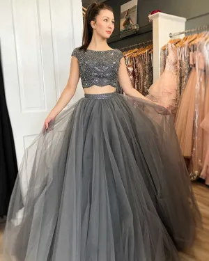 2019 Silver Quinceanera Dresses with Beadings Tulle Ruffles Ball Gowns vestidos de quinceañera
