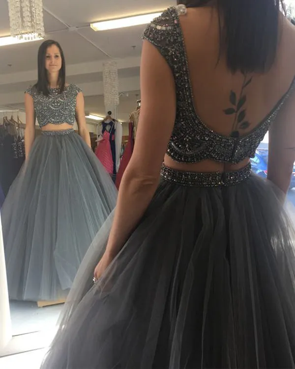 2019 Silver Quinceanera Dresses with Beadings Tulle Ruffles Ball Gowns vestidos de quinceañera
