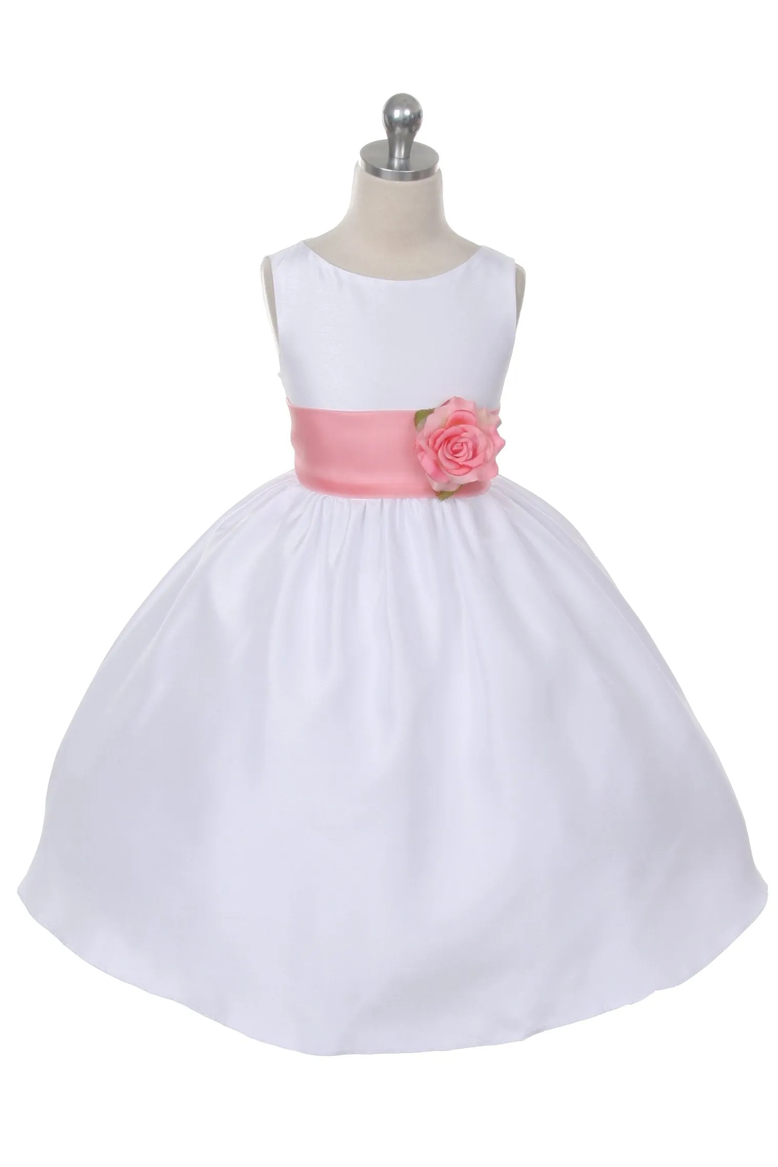204 Poly Silk Organza Sash Girl Dress (Ivory Dress)