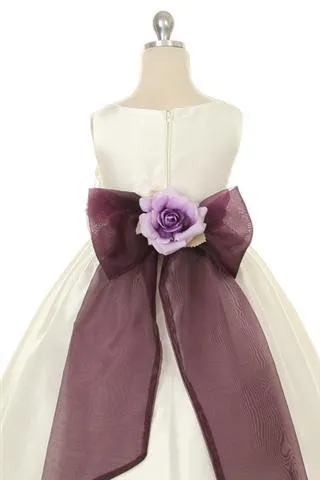 204 Poly Silk Organza Sash Girl Dress (Ivory Dress)