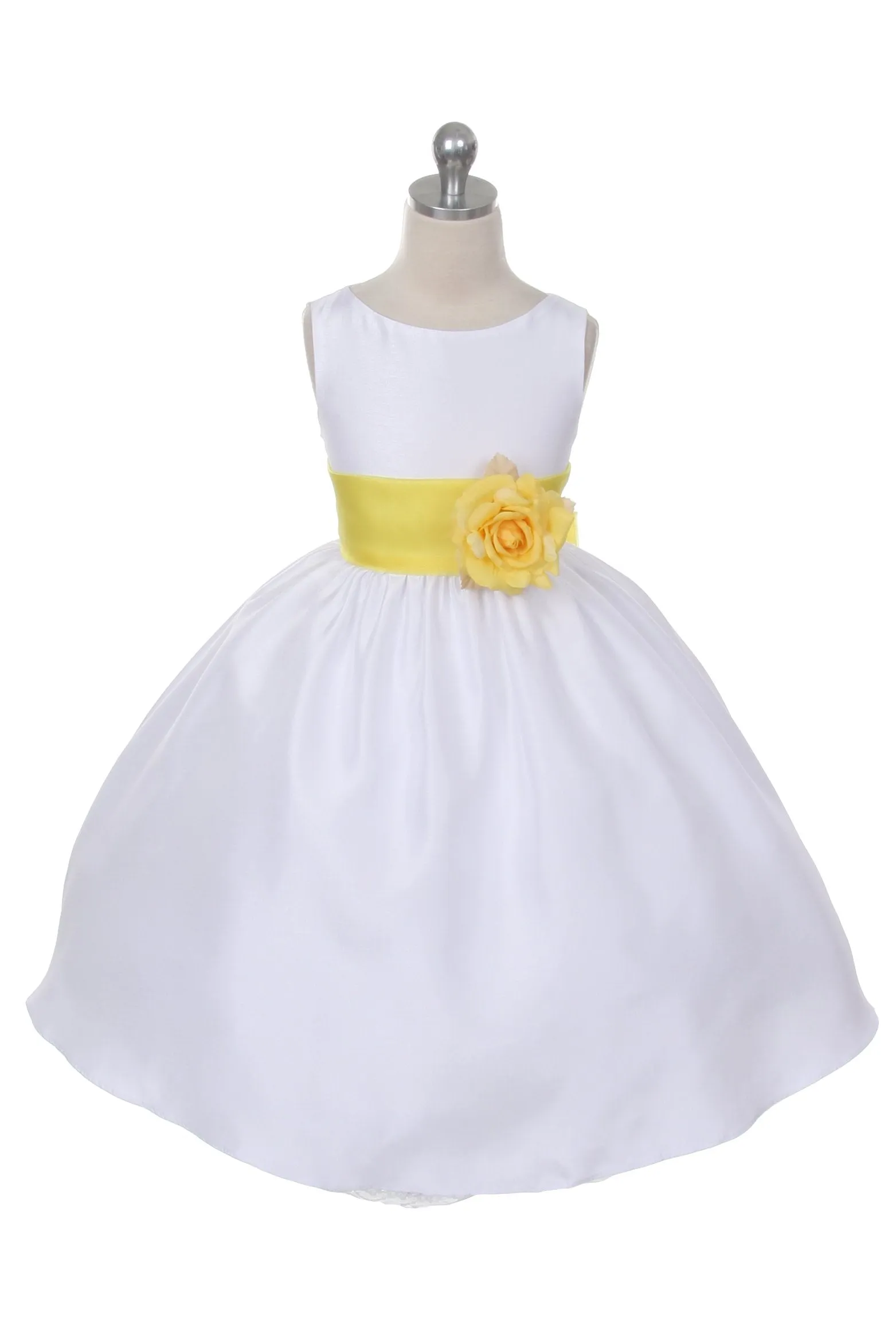 204 Poly Silk Organza Sash Girl Dress (Ivory Dress)