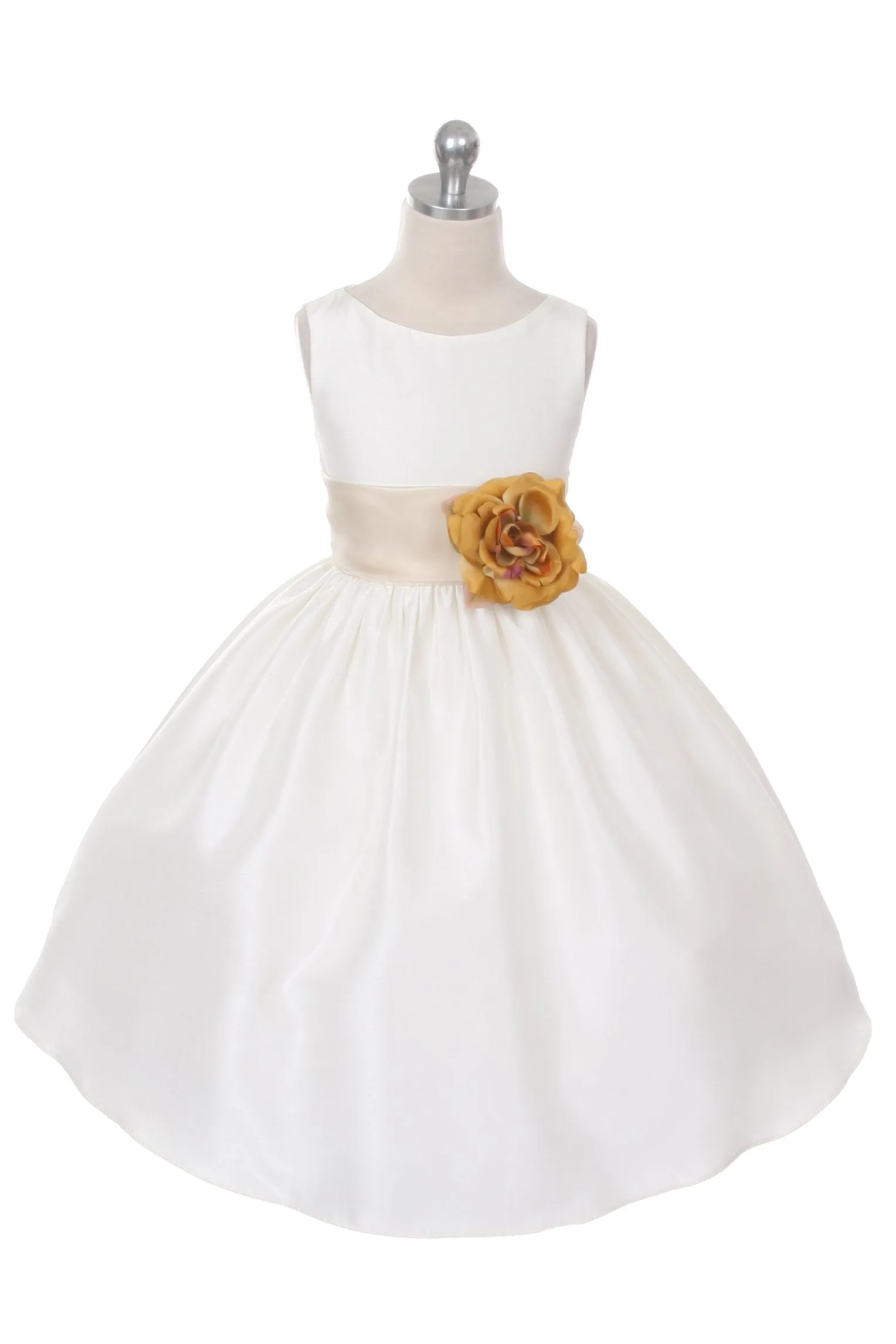 204 Poly Silk Organza Sash Girl Dress (Ivory Dress)