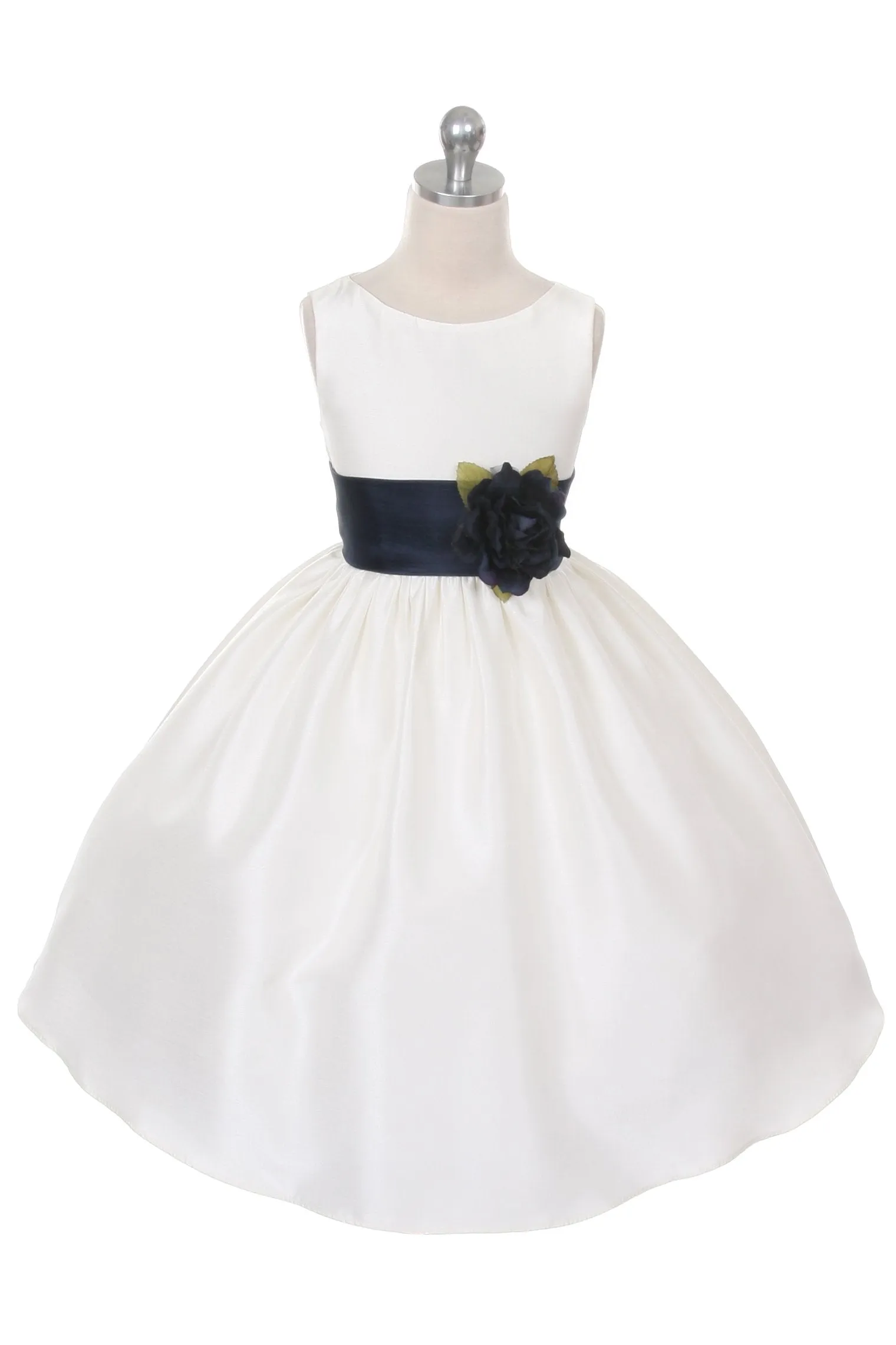 204 Poly Silk Organza Sash Girl Dress (Ivory Dress)
