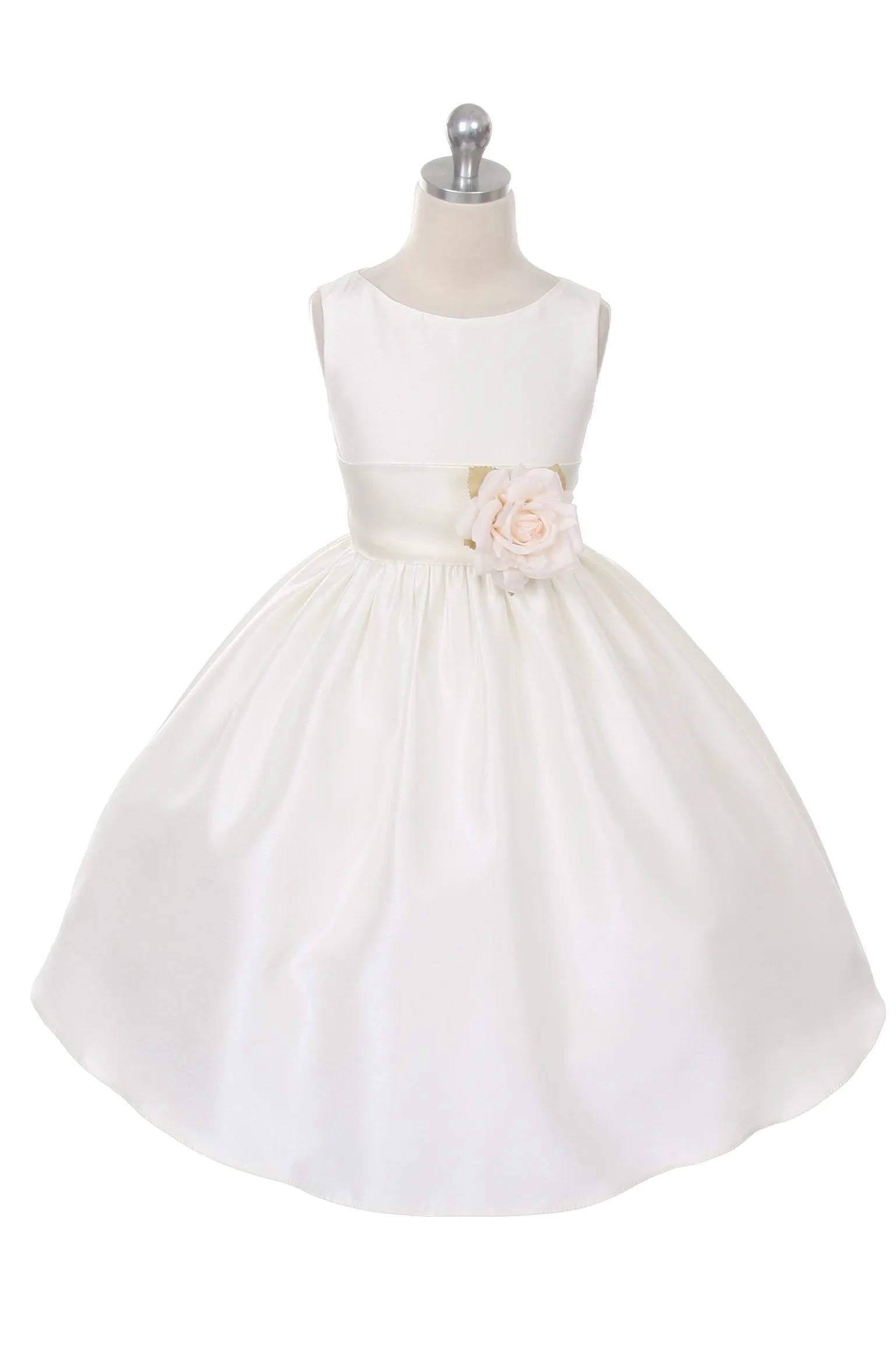 204 Poly Silk Organza Sash Girl Dress (Ivory Dress)