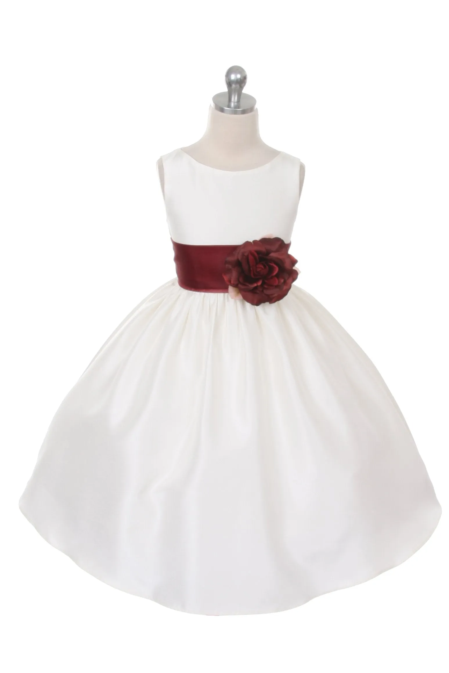 204 Poly Silk Organza Sash Girl Dress (Ivory Dress)