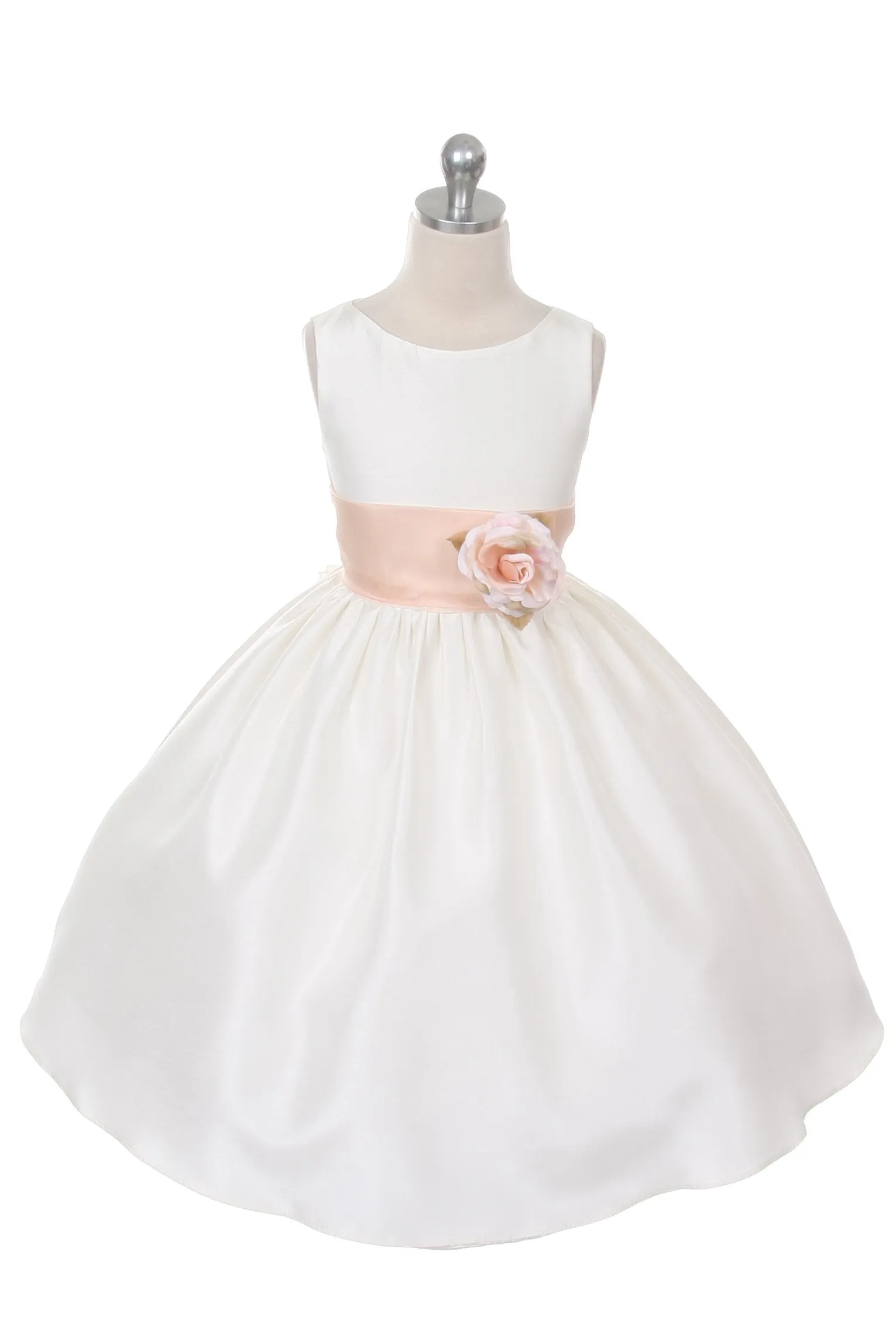 204 Poly Silk Organza Sash Girl Dress (Ivory Dress)