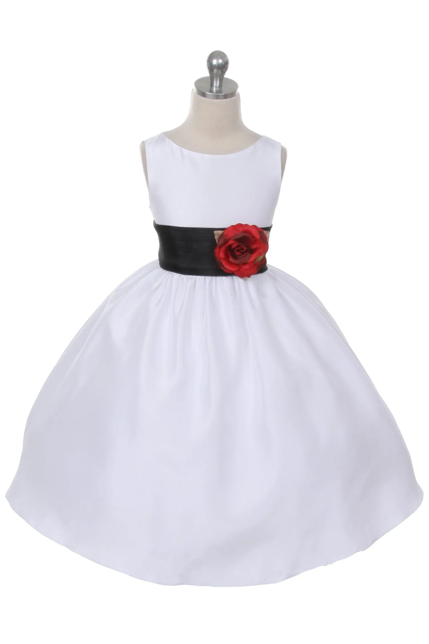 204 Poly Silk Organza Sash Girl Dress (Ivory Dress)
