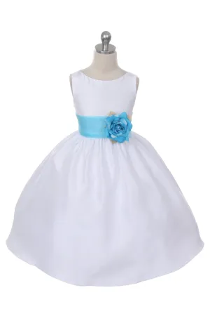 204 Poly Silk Organza Sash Girl Dress (Ivory Dress)
