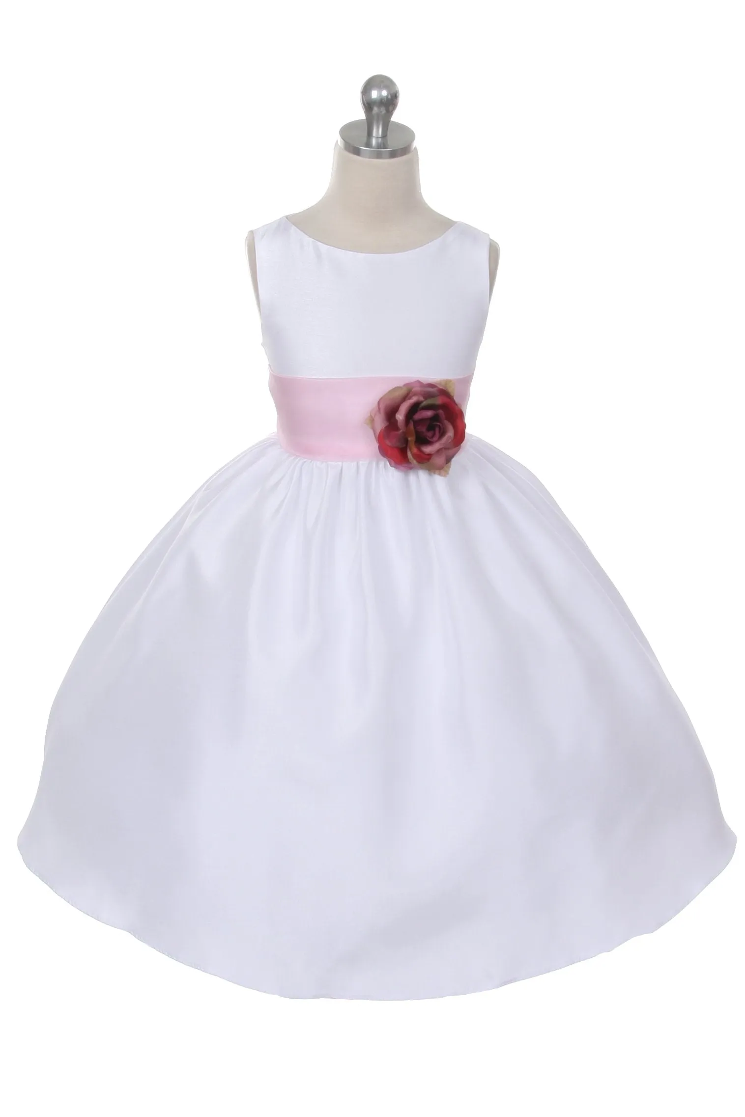204 Poly Silk Organza Sash Girl Dress (Ivory Dress)