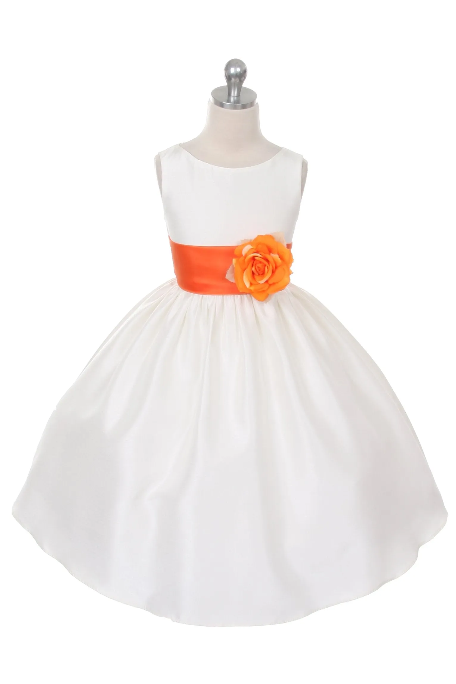 204 Poly Silk Organza Sash Girl Dress (Ivory Dress)