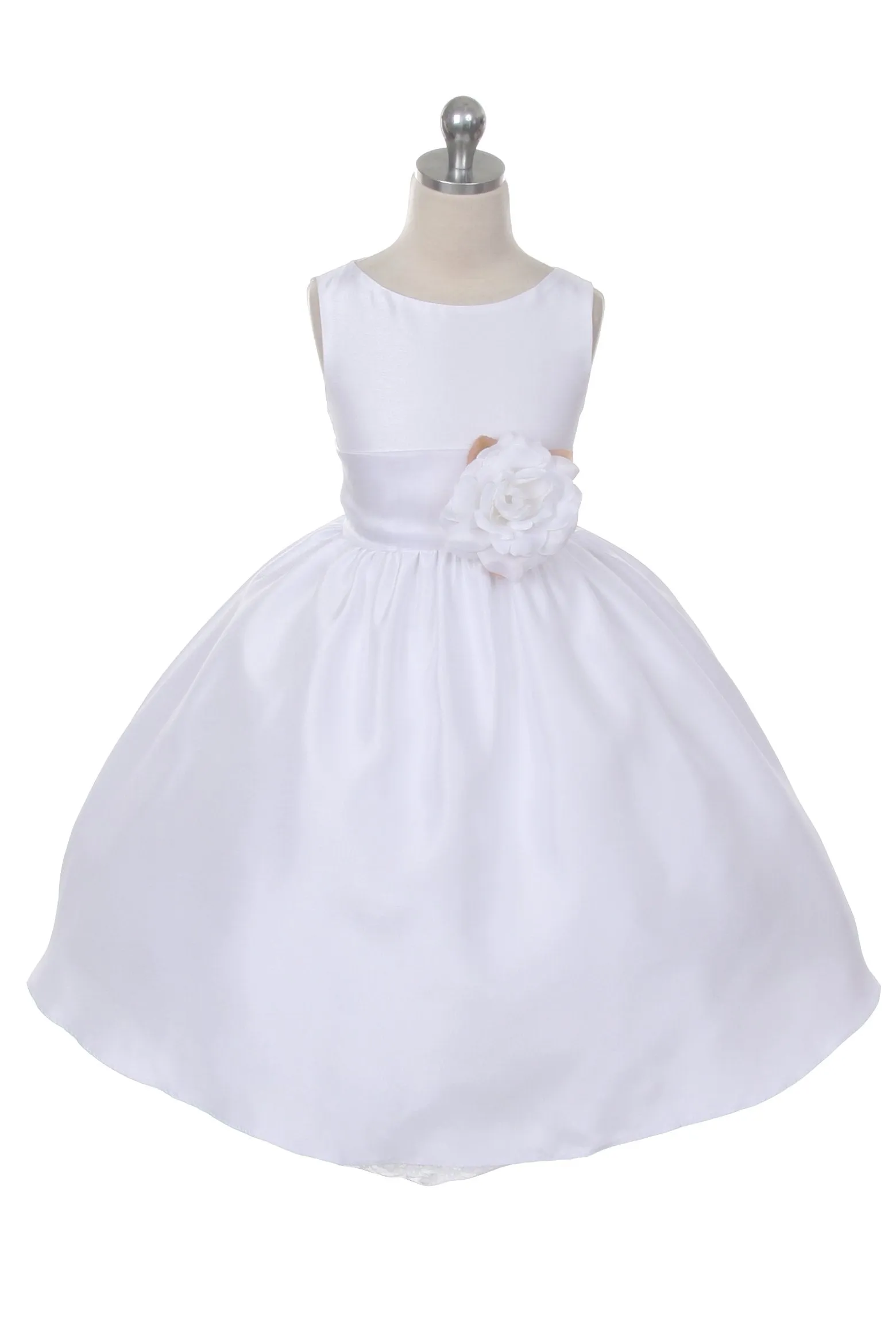 204 Poly Silk Organza Sash Girl Dress (Ivory Dress)