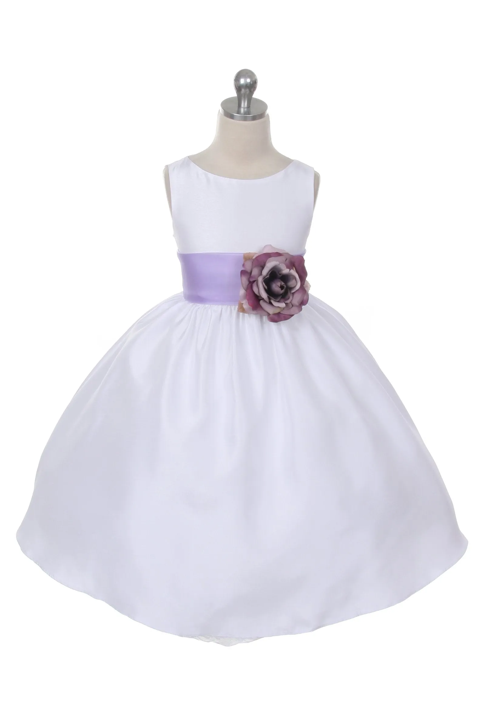 204 Poly Silk Organza Sash Girl Dress (Ivory Dress)
