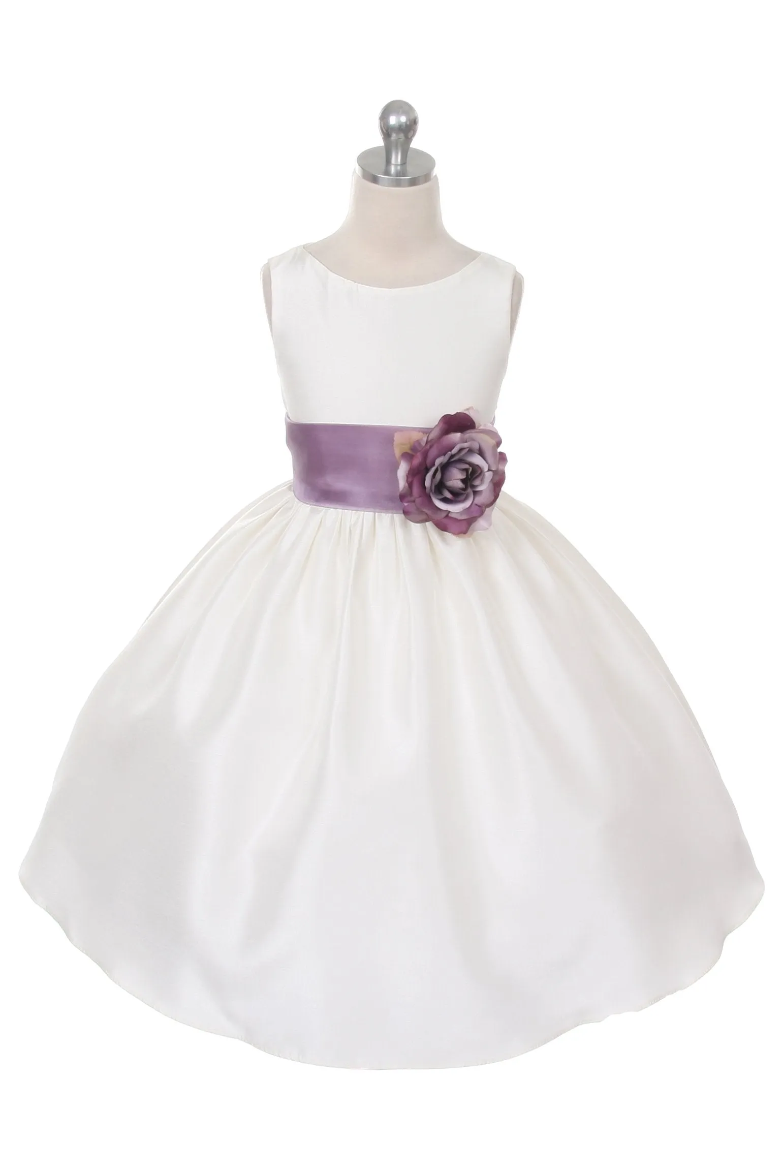 204 Poly Silk Organza Sash Girl Dress (Ivory Dress)