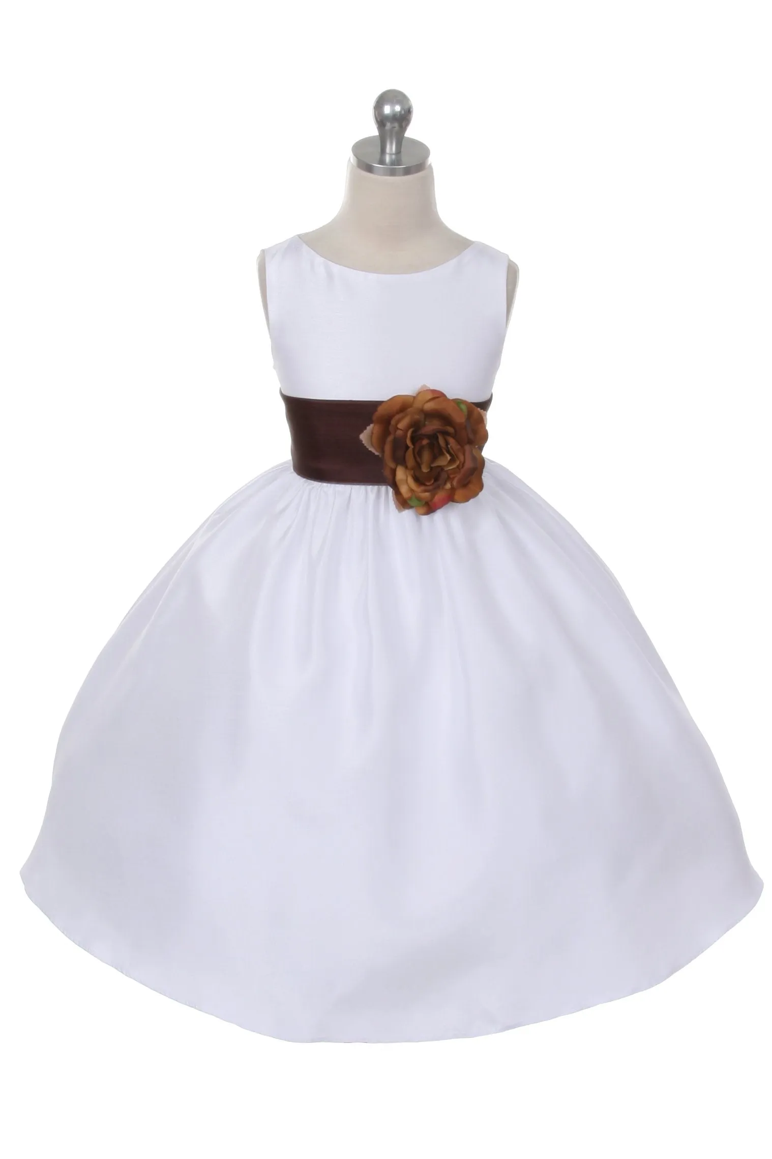 204 Poly Silk Organza Sash Girl Dress (Ivory Dress)