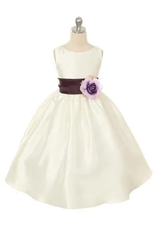 204 Poly Silk Organza Sash Girl Dress (Ivory Dress)