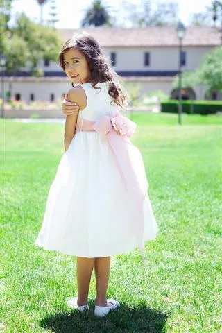 204 Poly Silk Organza Sash Girl Dress (Ivory Dress)