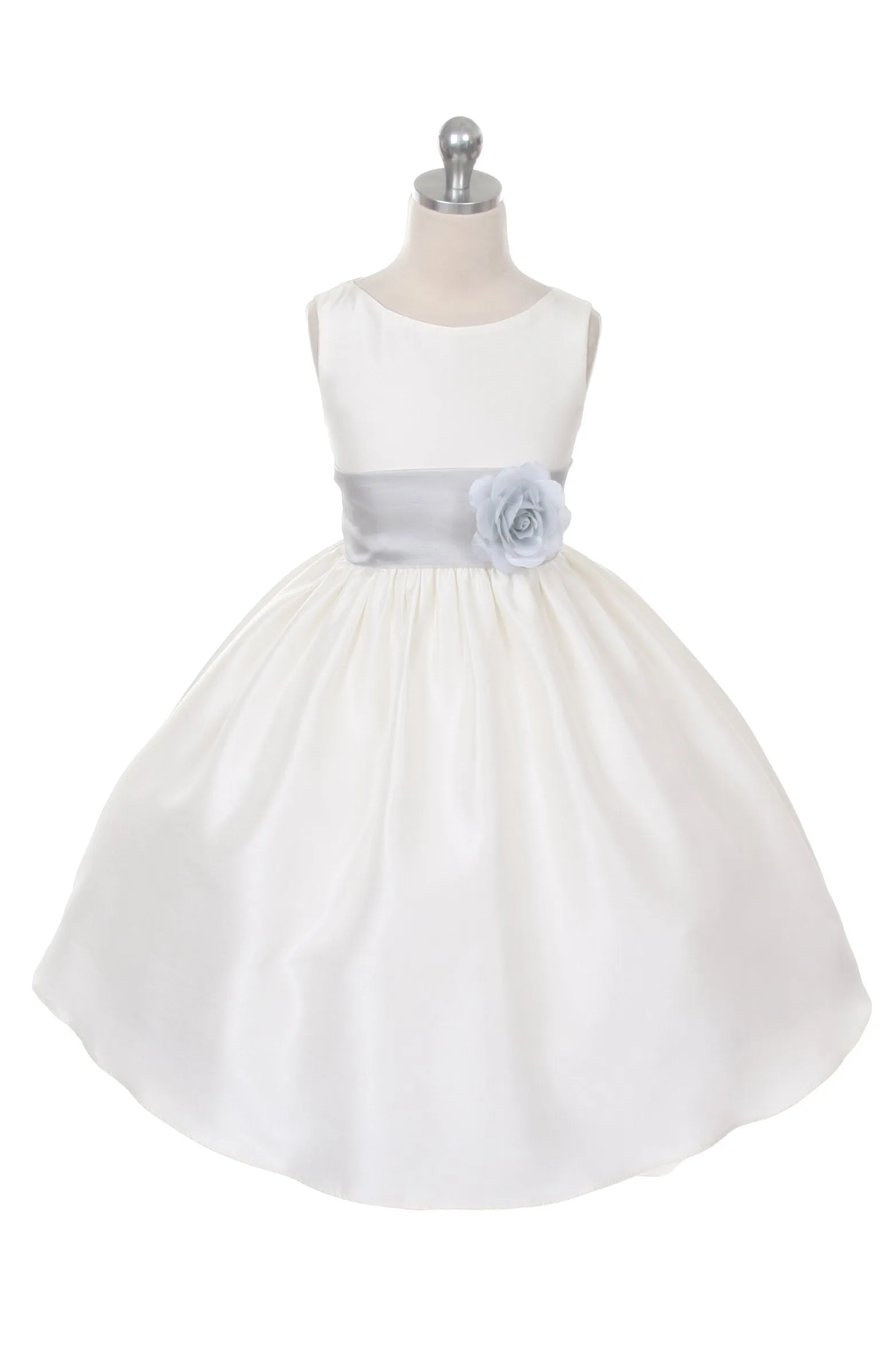 204 Poly Silk Organza Sash Girl Dress (Ivory Dress)