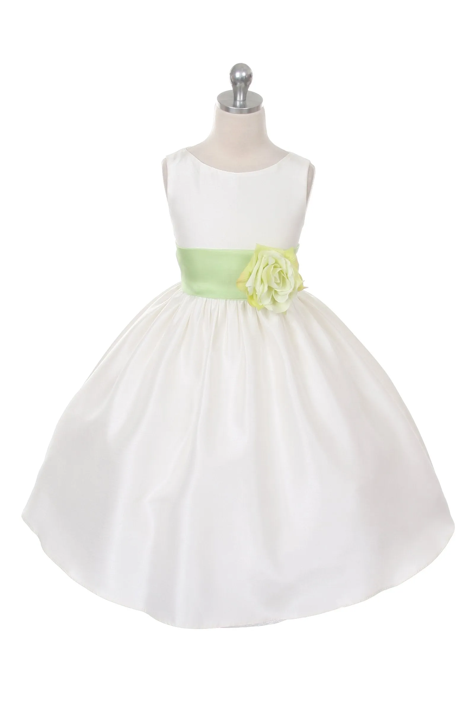 204 Poly Silk Organza Sash Girl Dress (Ivory Dress)