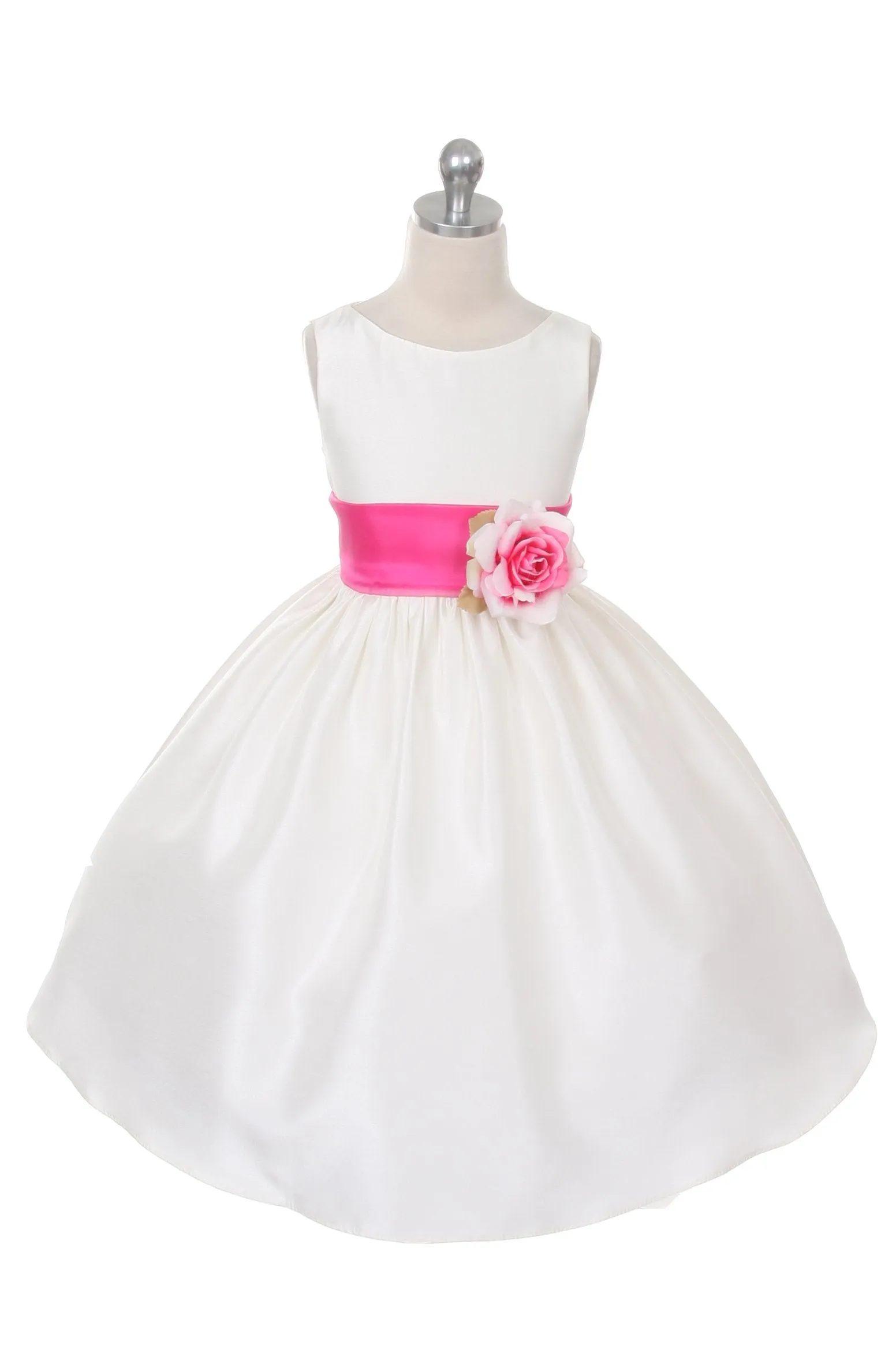 204 Poly Silk Organza Sash Girl Dress (Ivory Dress)