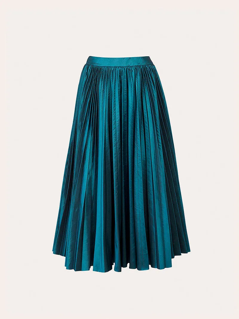 ACCORDION TAFFETA MIDI SKIRT