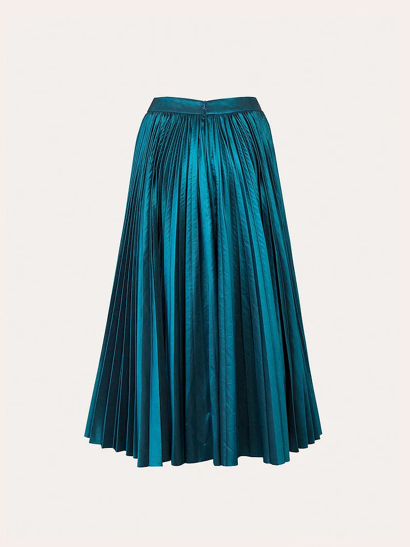 ACCORDION TAFFETA MIDI SKIRT