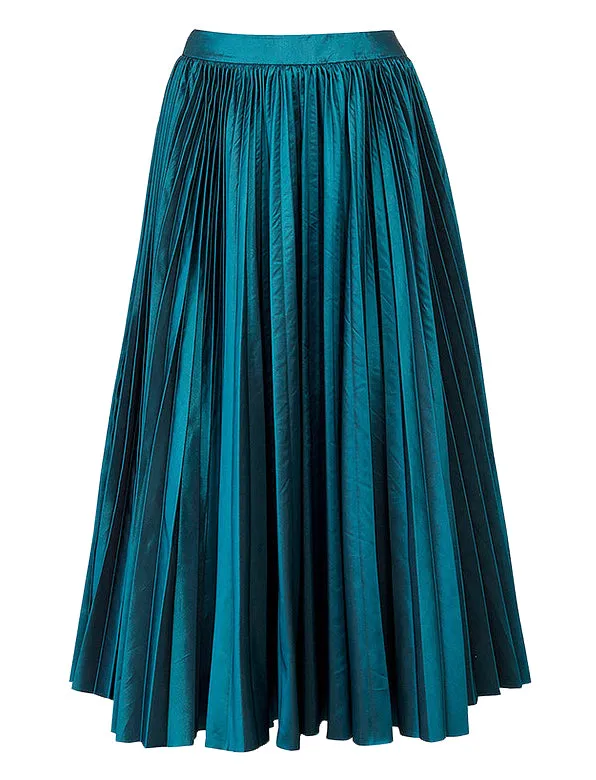 ACCORDION TAFFETA MIDI SKIRT