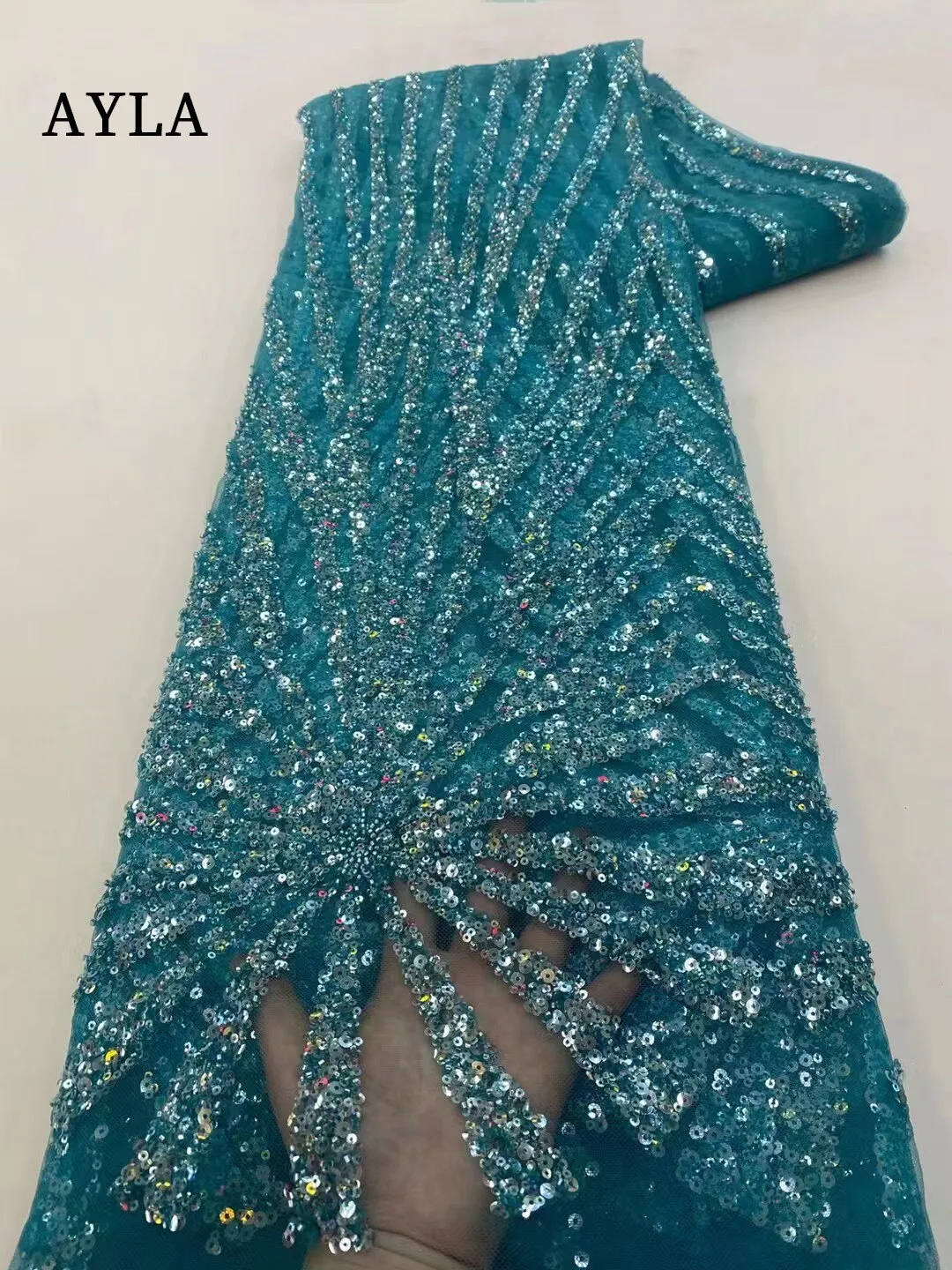 African Tulle Lace Blue Nigerian Sequins Lace Fabric 2023 High Quality Lace French Mesh Embroidery Lace for Women Wedding Fabric