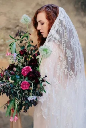 All Over Lace Unique Mantilla Church Bridal Vei APWV0005