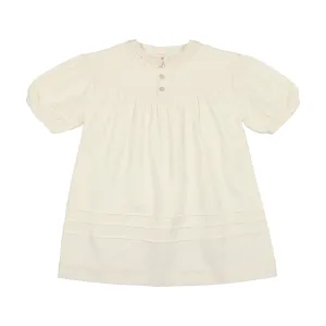 Analogie Linen Dress Three Quarter Sleeve - Cream