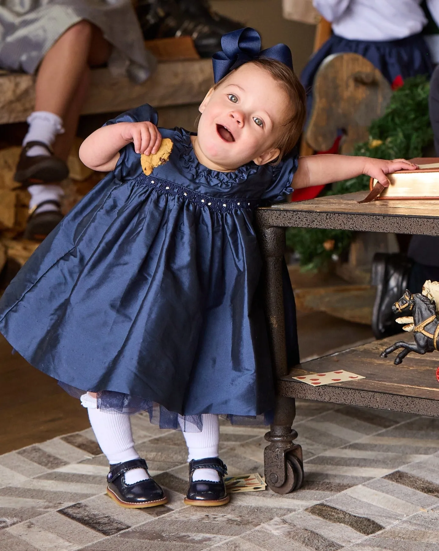 Annabelle Party Dress -- Navy Taffeta