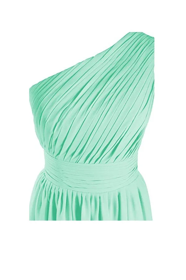 Anneprom One Shoulder Bridesmaid Dresses Chiffon Prom Evening Dress APB0042