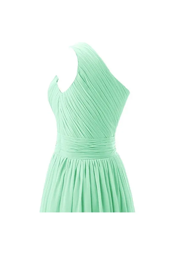 Anneprom One Shoulder Bridesmaid Dresses Chiffon Prom Evening Dress APB0042