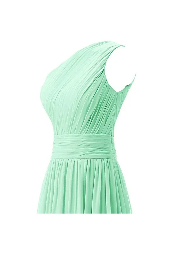 Anneprom One Shoulder Bridesmaid Dresses Chiffon Prom Evening Dress APB0042