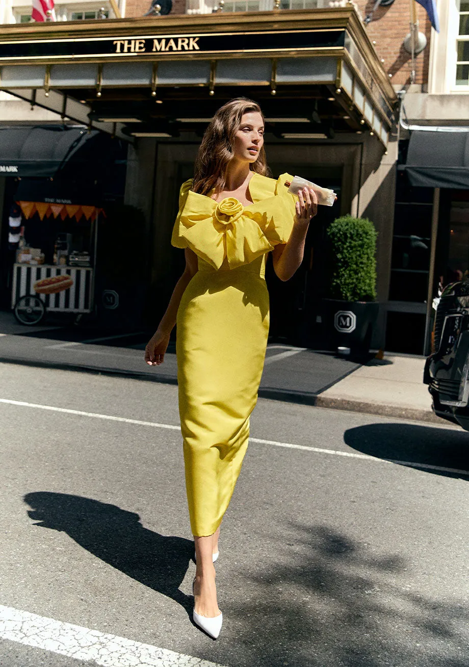 Aubrey Silk Faille Midi Dress