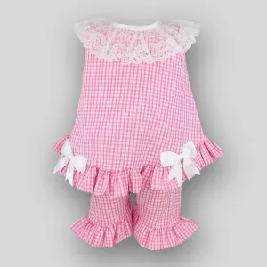 Baby Girl Pink Check Dress and Bloomers Outfit