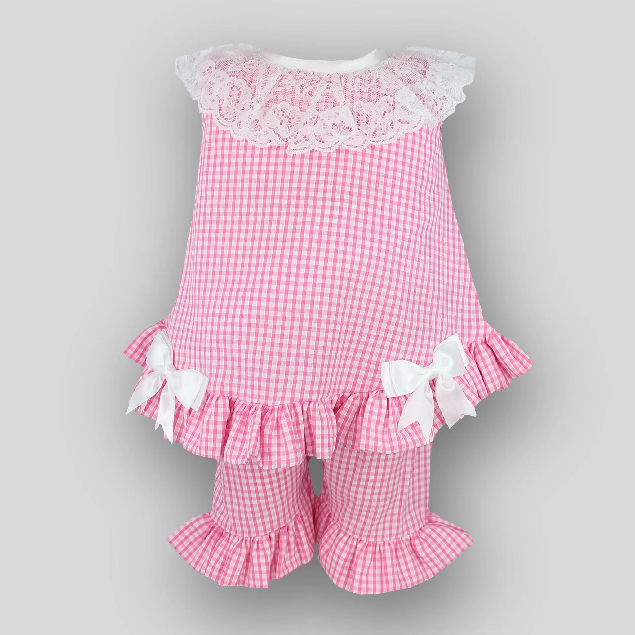 Baby Girl Pink Check Dress and Bloomers Outfit