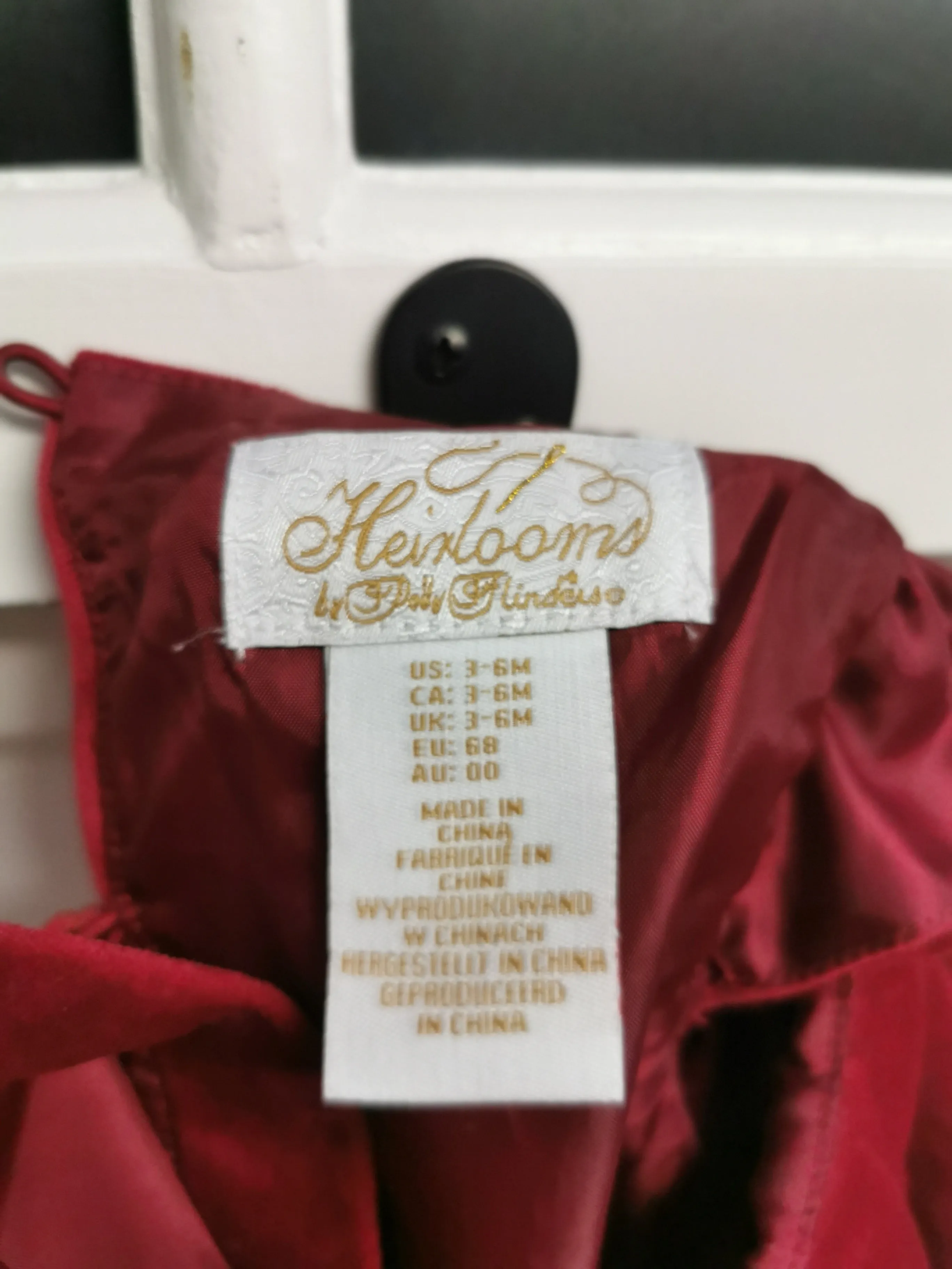 BABY GIRL SIZE 3/6 MONTHS - HEIRLOOMS, Soft Velvet Dress NWOT B38