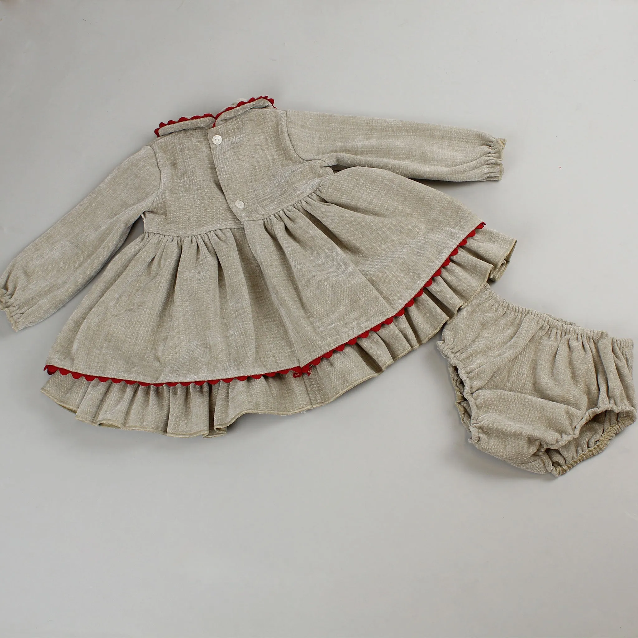 Baby Girls Beige Dress With Knickers