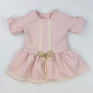 Baby Girls Dress With Bow & Lace - Pink